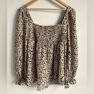 Leopard print longsleeve top, stretch bust, large
